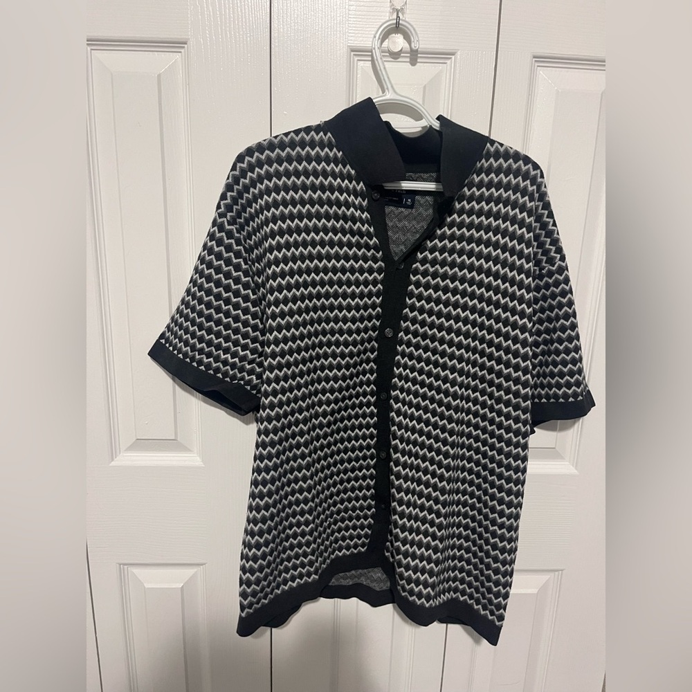 Abercrombie & Fitch Black and Gray Geometric Cardigan XL